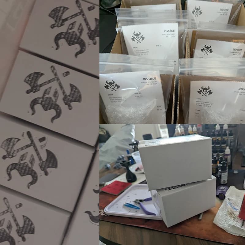 Protective packaging and boxes ready to ship finished miniatures