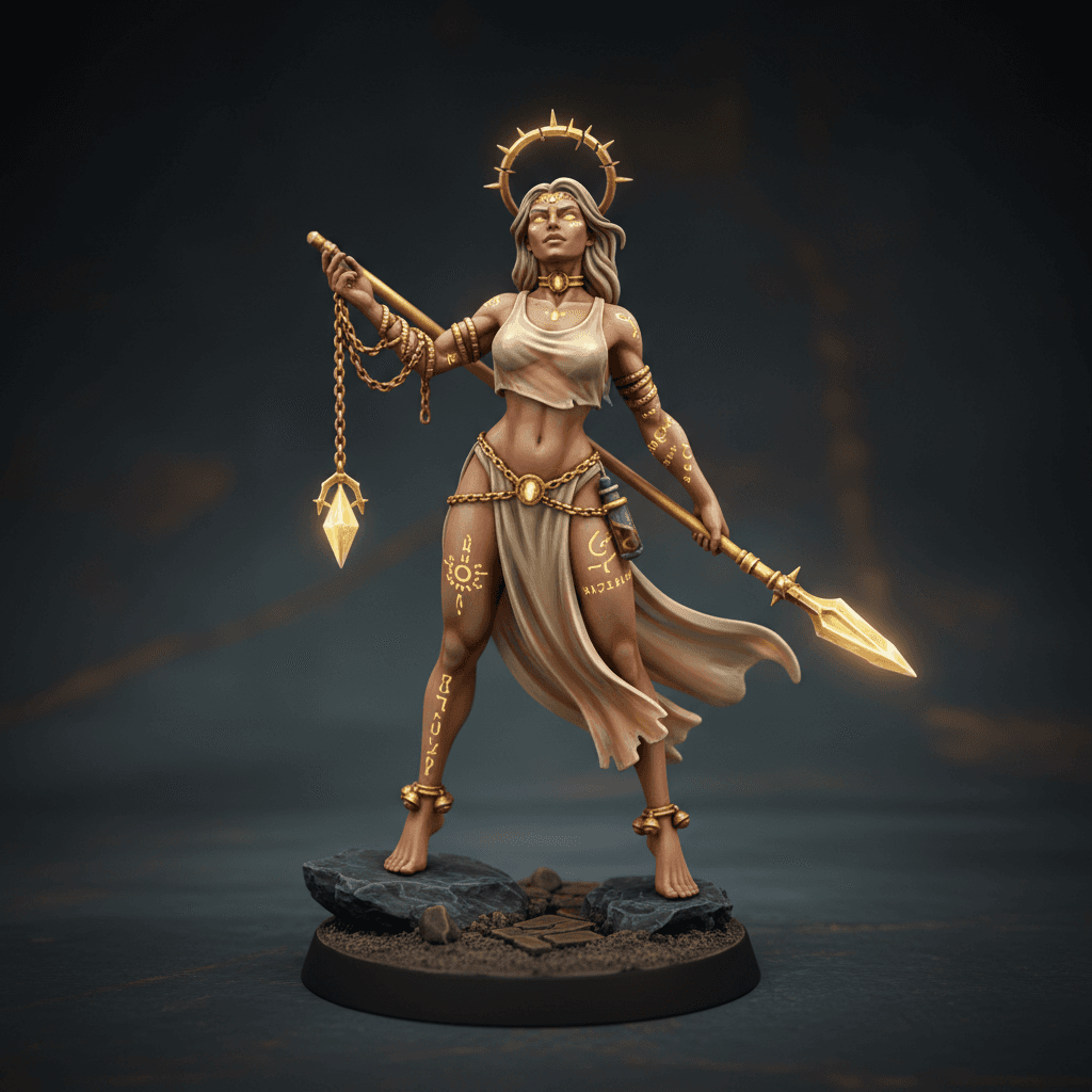 Ishara Vael, the Sun-Bared Oracle aasimar (fallen, radiant blood barely contained) oracle (homebrew / divine conduit with no god left to answe