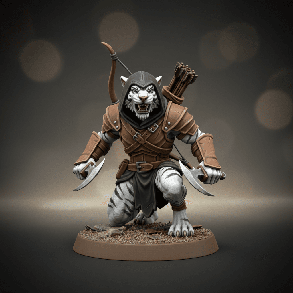 Saber-Born-of-Moonlight Tabaxi (white tiger) Ranger