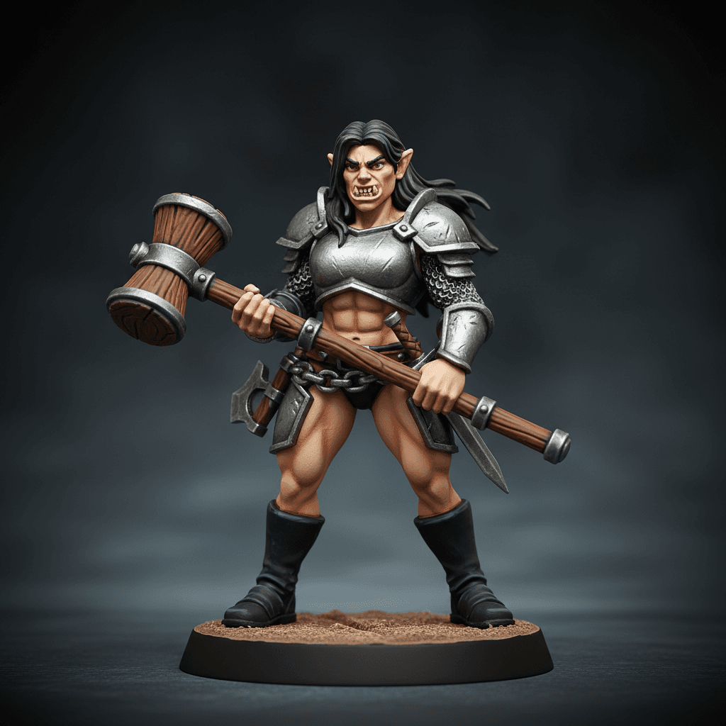 Randa the Crusher Half orc young teen girl muscular build Fighter