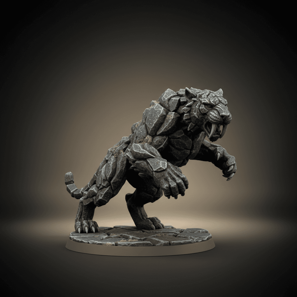 Clay STT Sabertooth tiger made out of granite Druid wild shape