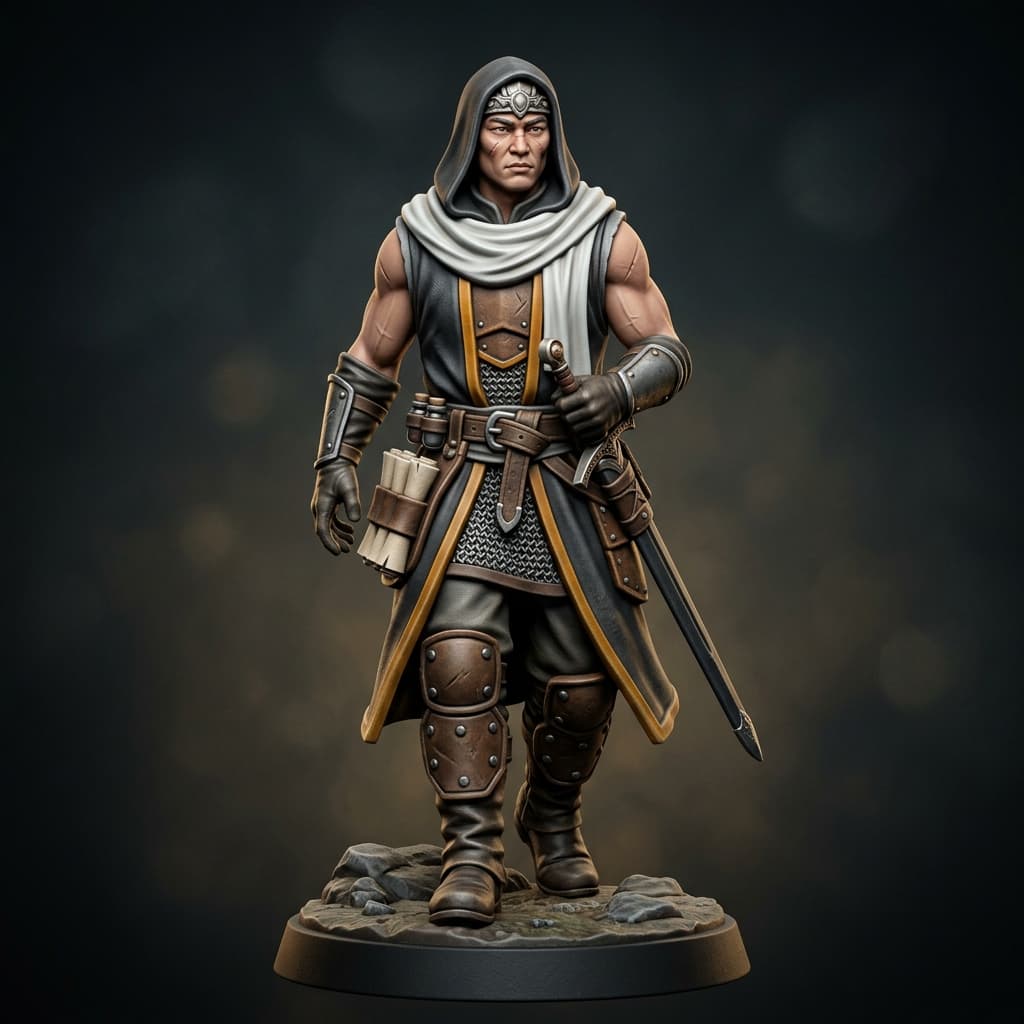 Sul-nim Human (asian, slim, muscular, broad shoulders, some scars) Barbarian - priest